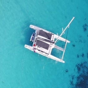 Black and White Catamaran droneshoot